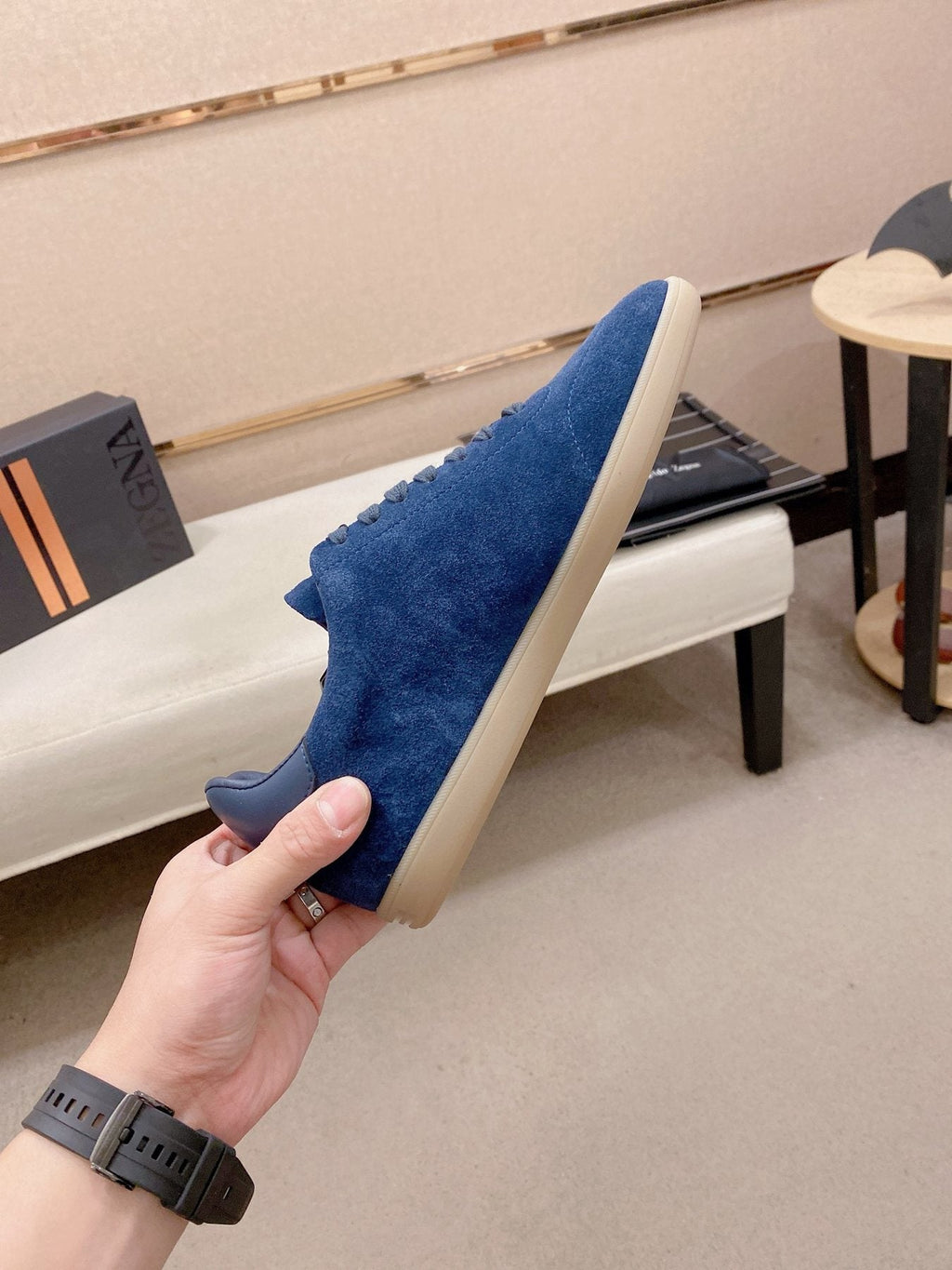 Zegna Suede Low-Top Sneakers — side