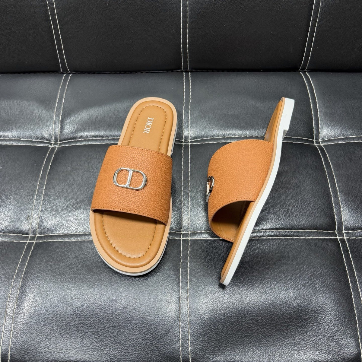 Dior CD Emblem Slide Sandals — side