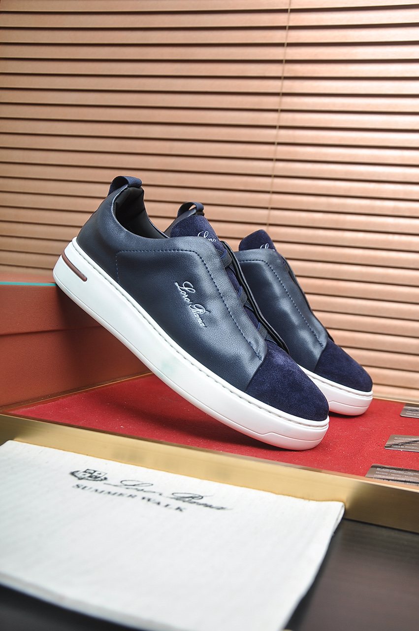 微商相册测试鞋子-Loro Piana Low-Top Slip-On Sneakers — front