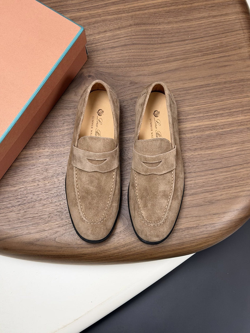 Men’s Textured Leather Penny Loafers — hero