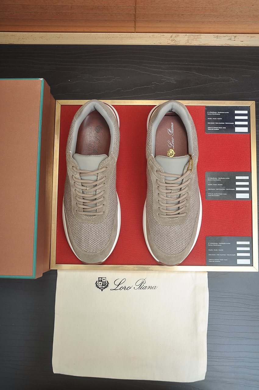 Loro Piana Textured Lace-Up Sneakers — front
