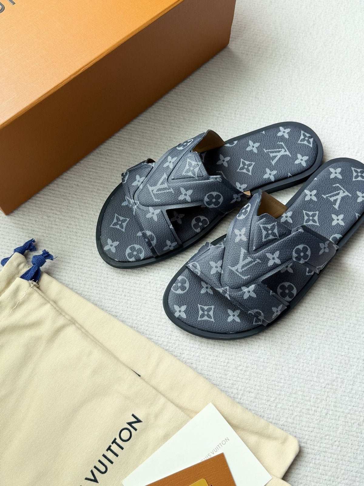 Louis Vuitton Cross-Strap Slide Sandals — front