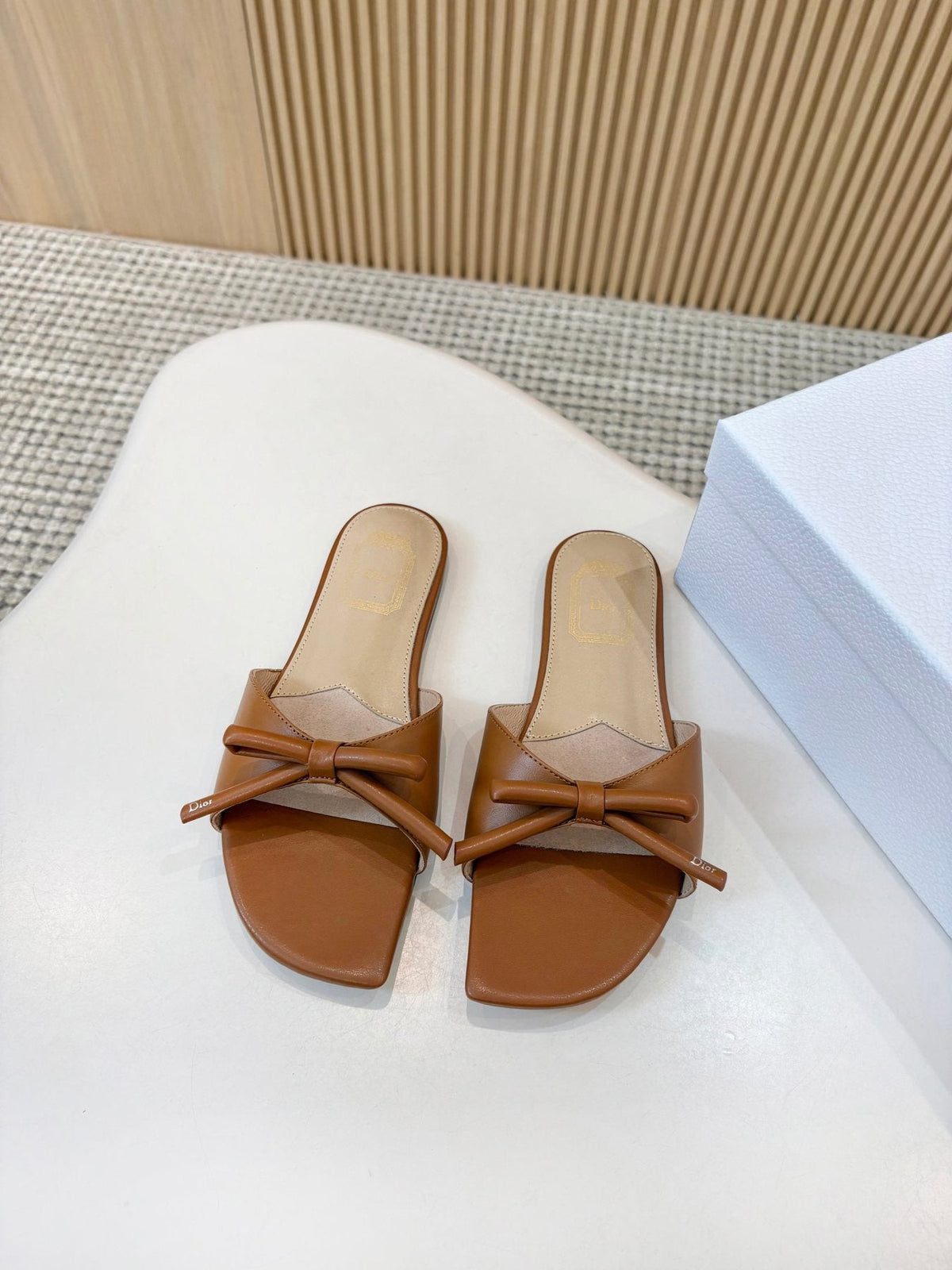 Dior Bow-Detail Slide Sandals — front