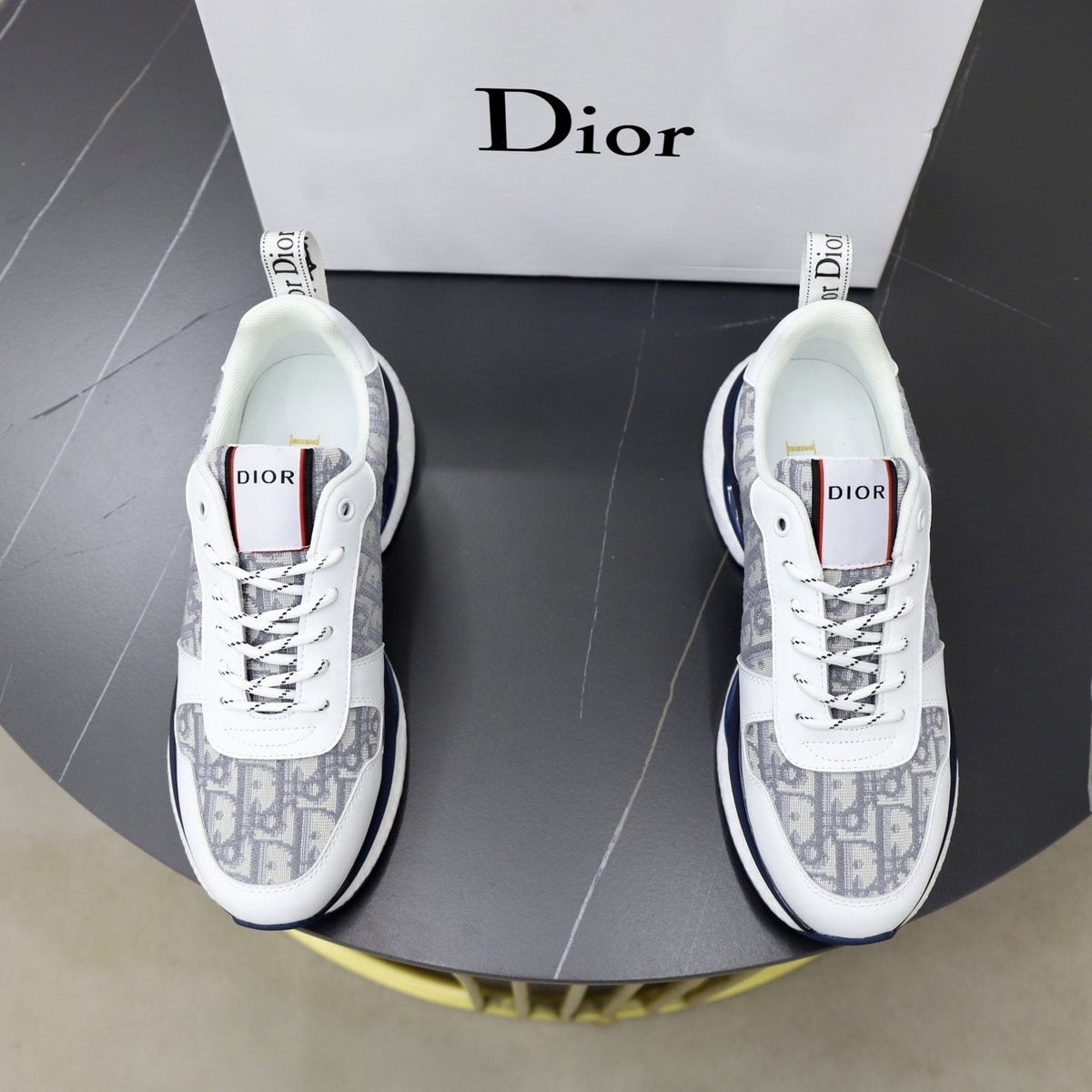 Dior Patterned Lace-Up Sneakers — front