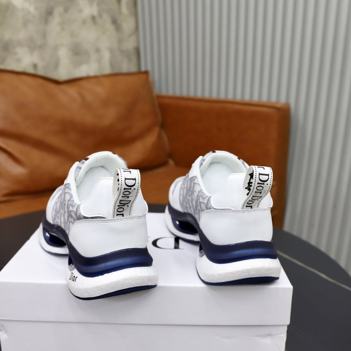 Dior Patterned Lace-Up Sneakers — back
