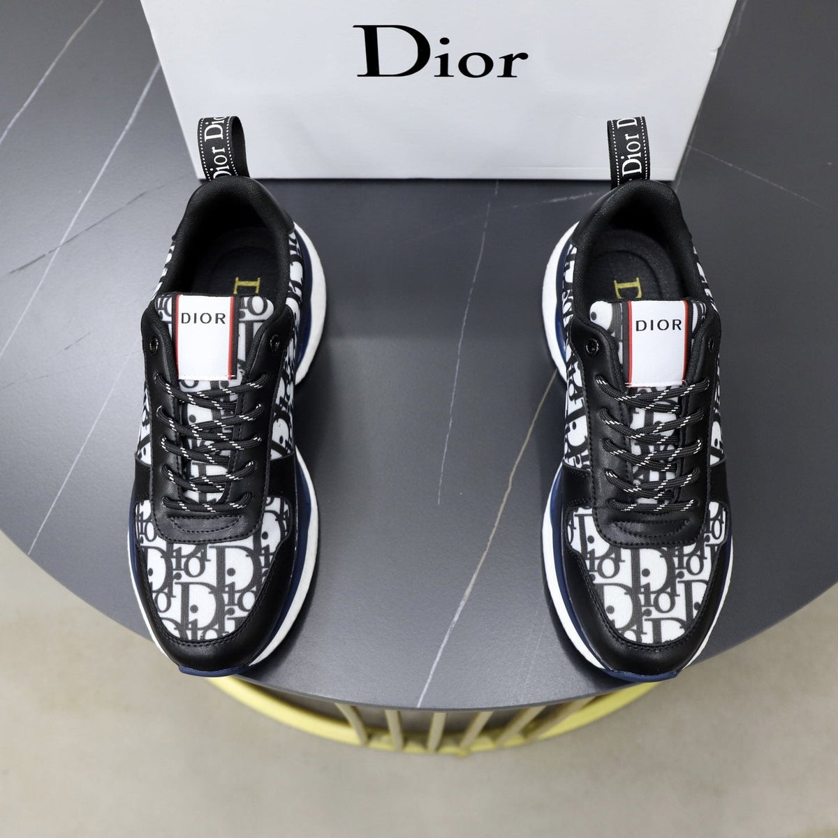 Dior Patterned Lace-Up Sneakers — front