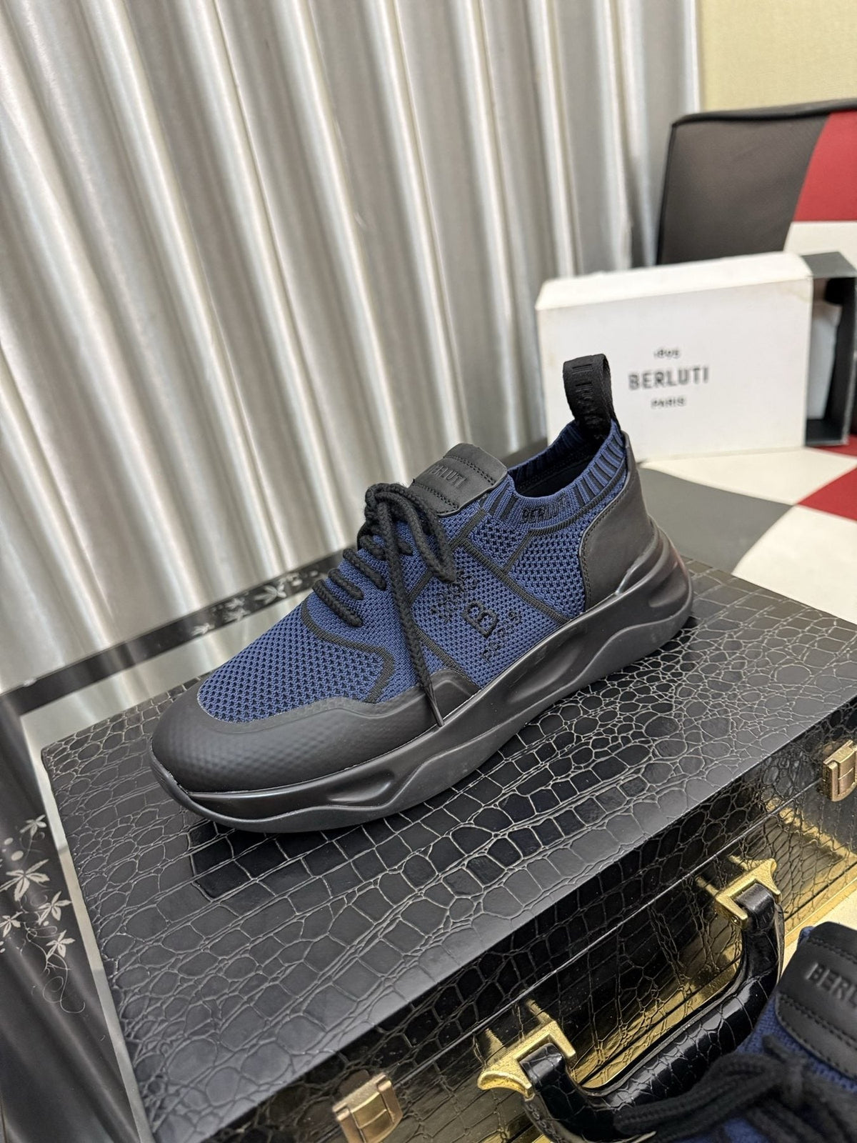 BERLUTI Mesh-Panel Lace-Up Sneakers — front