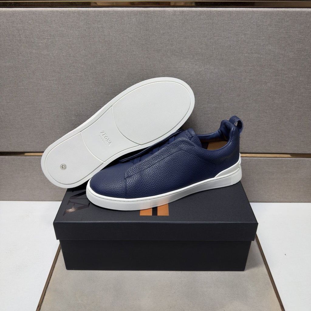 Zegna Navy Slip-On Sneakers — side