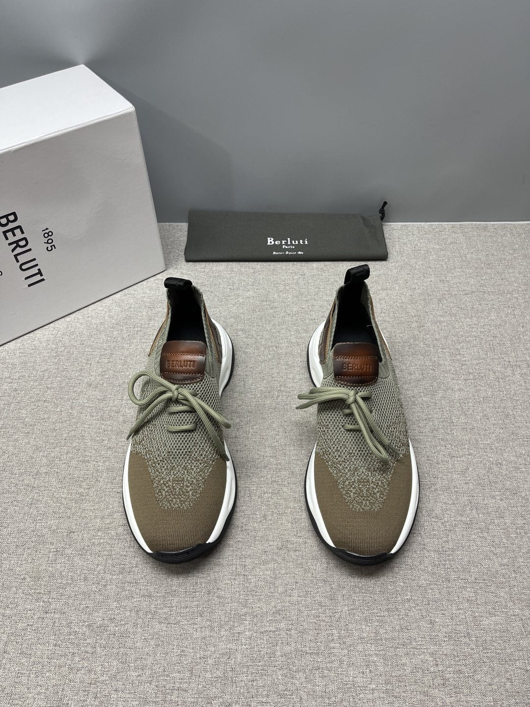Berluti Blue Knit Lace-Up Sneakers — front