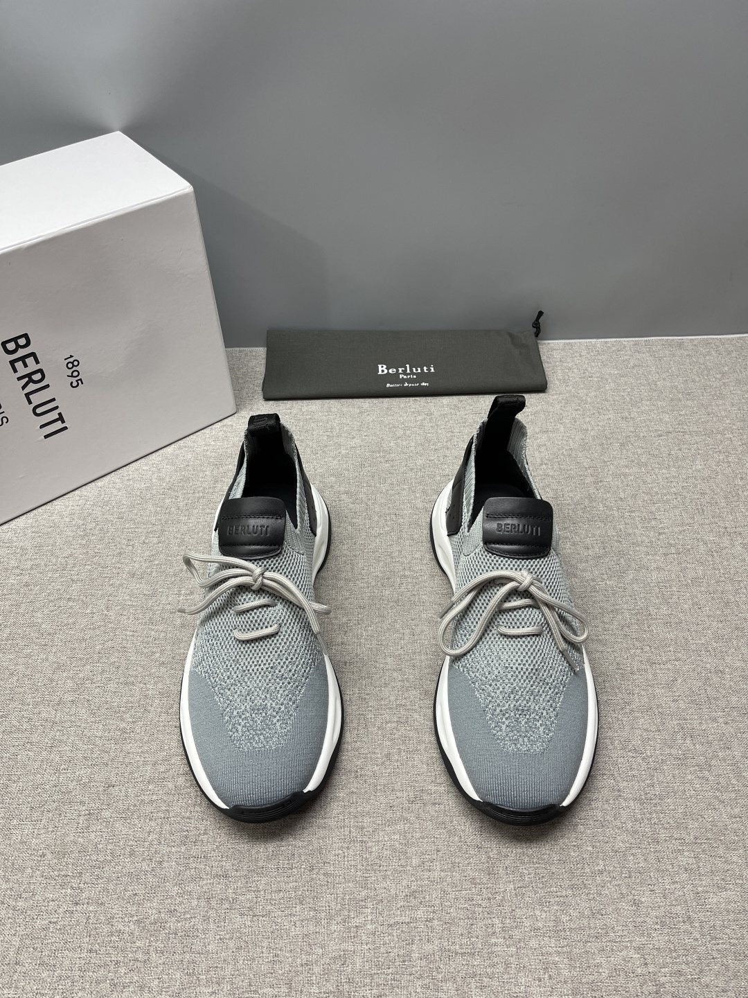 Berluti Blue Knit Lace-Up Sneakers — front