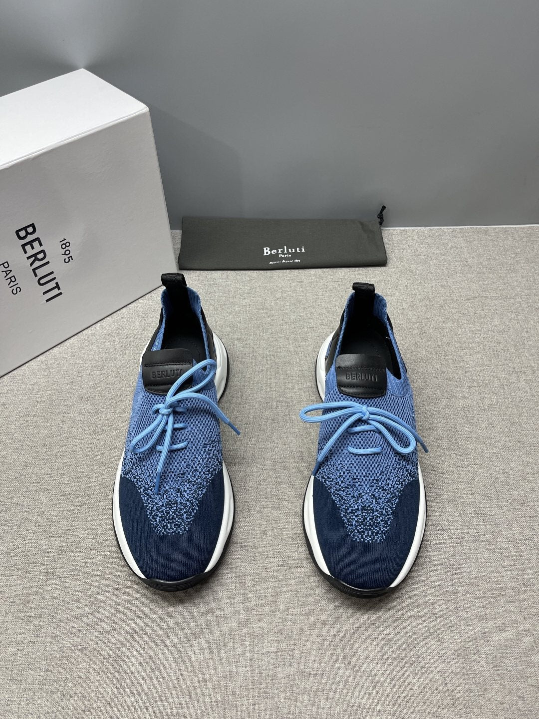 Berluti Blue Knit Lace-Up Sneakers — front