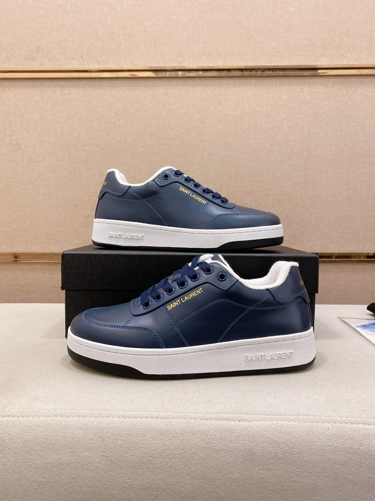 Saint Laurent Dark Gray Gum Sole Sneakers — front