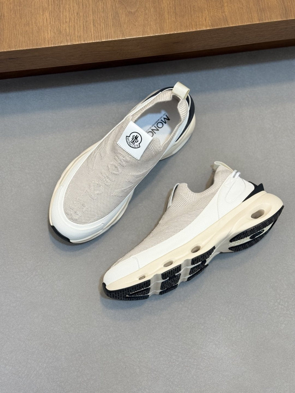 Moncler Off-White Slip-On Sneakers — front