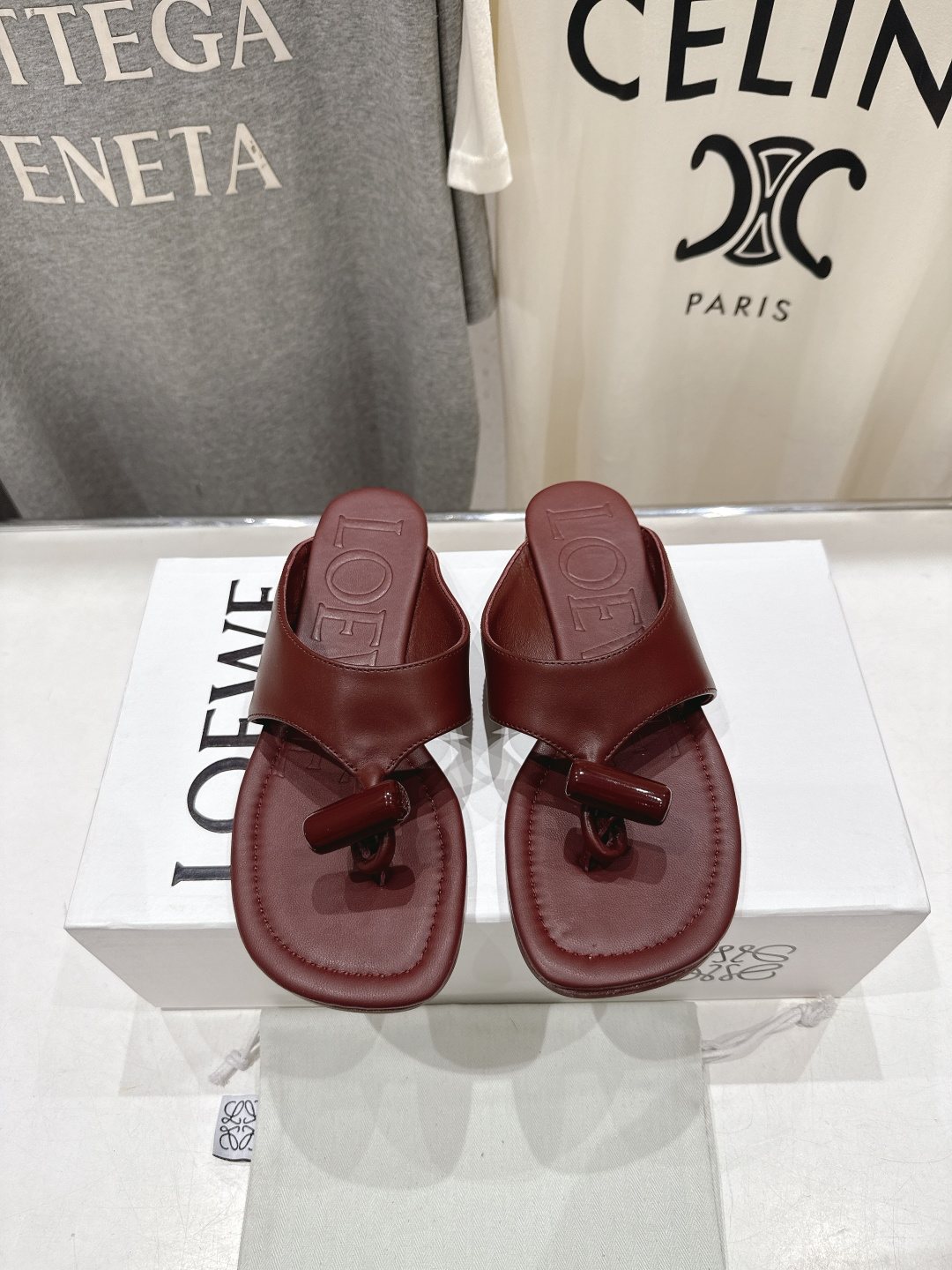 LOEWE Embossed Thong Sandals — front