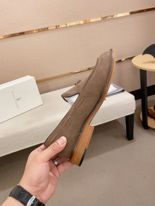 Brunello Cucinelli Suede Tassel Loafers — side