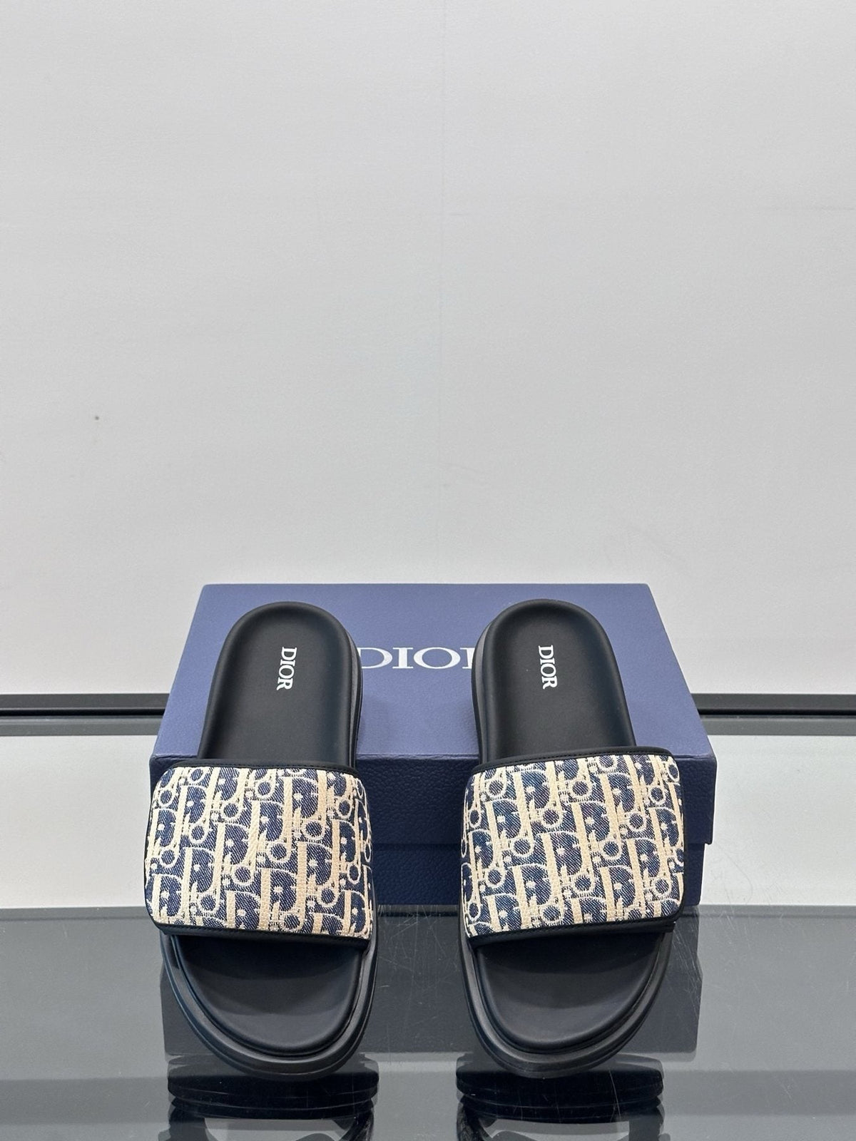 Dior Patterned Strap Slide Sandals — front