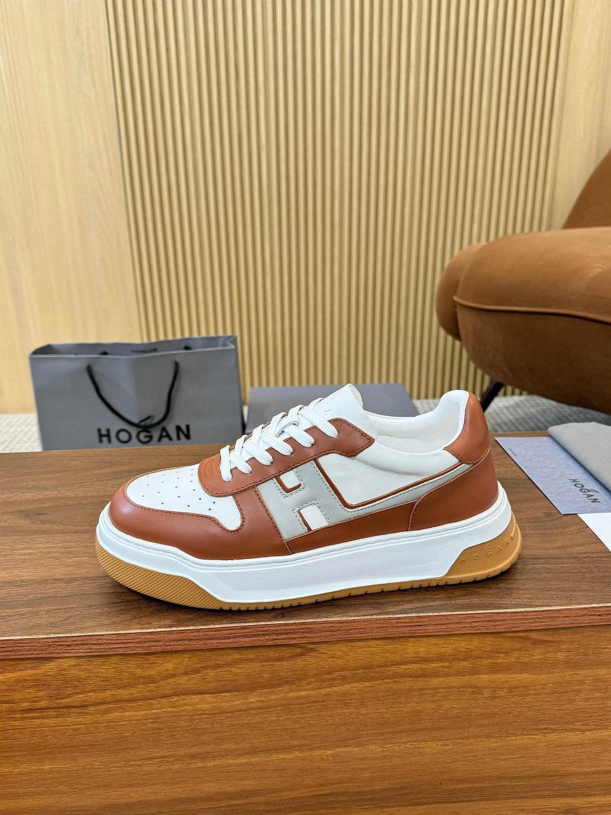 Hogan Black and White Platform Sneakers — front
