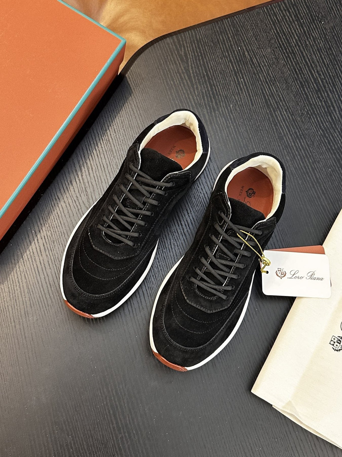 Loro Piana Taupe-Gray Low-Top Sneakers — front