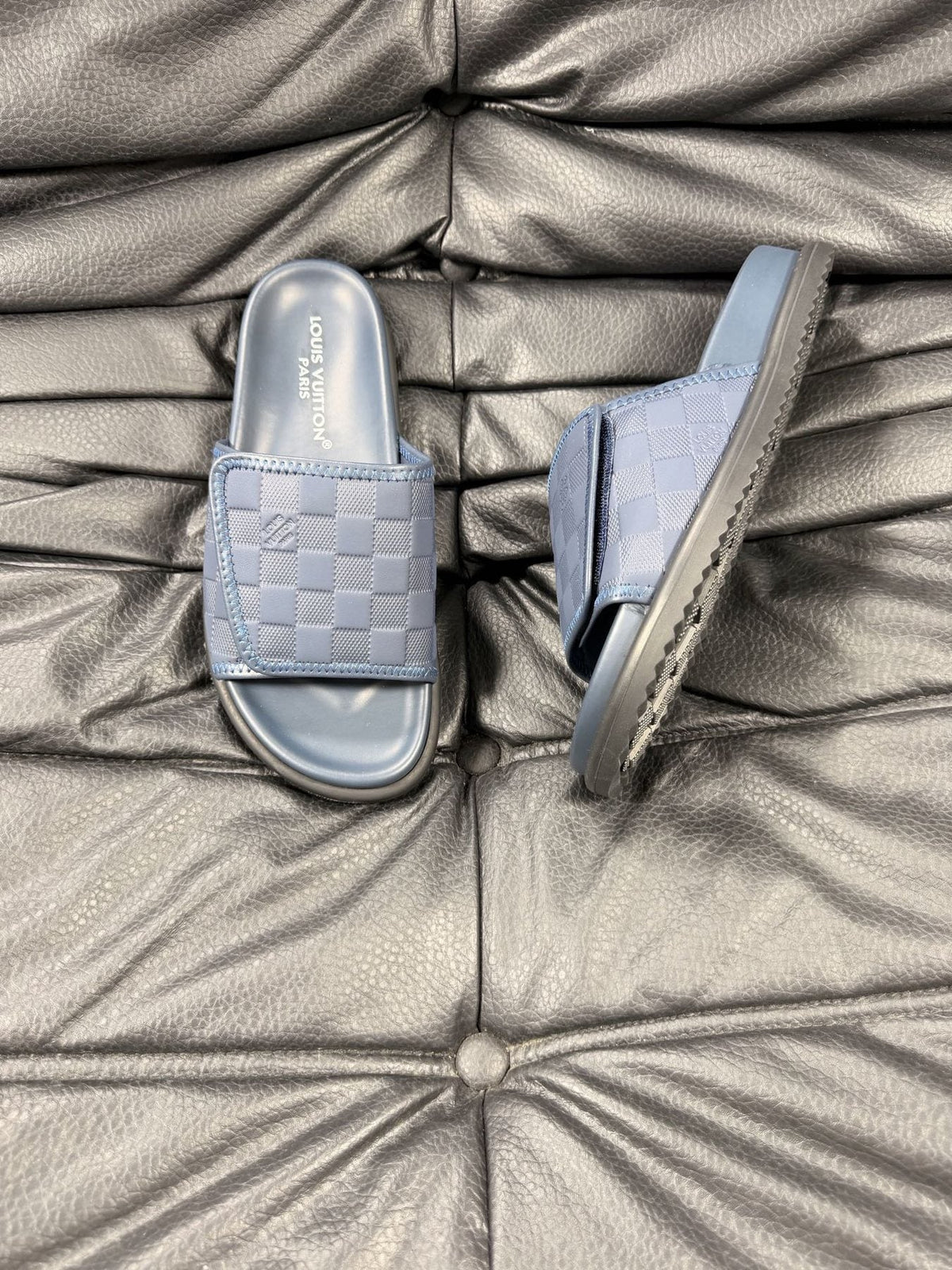 Louis Vuitton Woven Strap Slide Sandals — front
