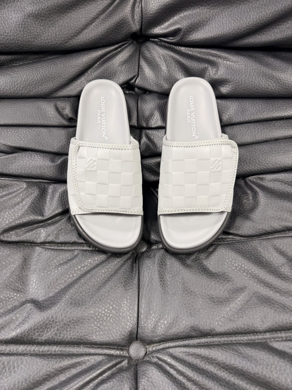 Louis Vuitton Woven Strap Slide Sandals — front
