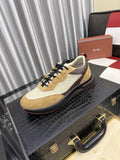 Color-Blocked Low-Top Lace-Up Sneakers — front