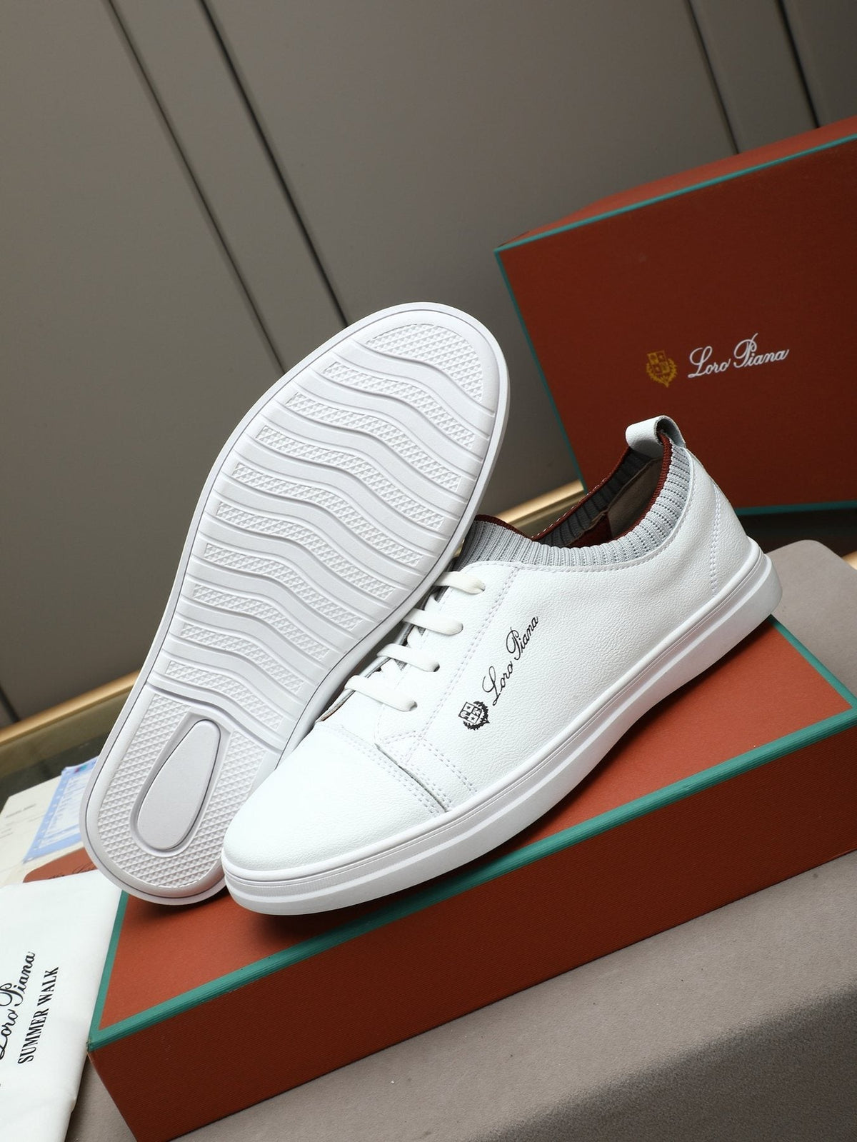 Loro Piana Lace-Up Low-Top Sneakers — front
