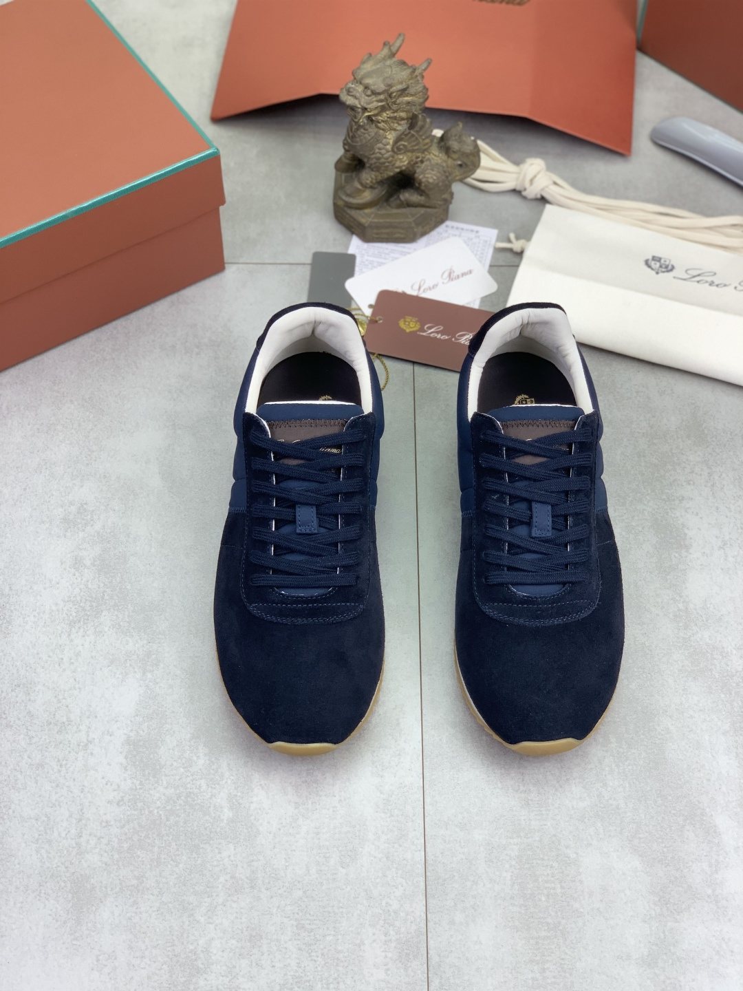 Loro Piana Black Low-Top Sneakers — front