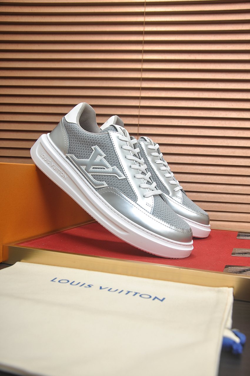 Louis Vuitton Metallic Panel Low-Top Sneakers — front