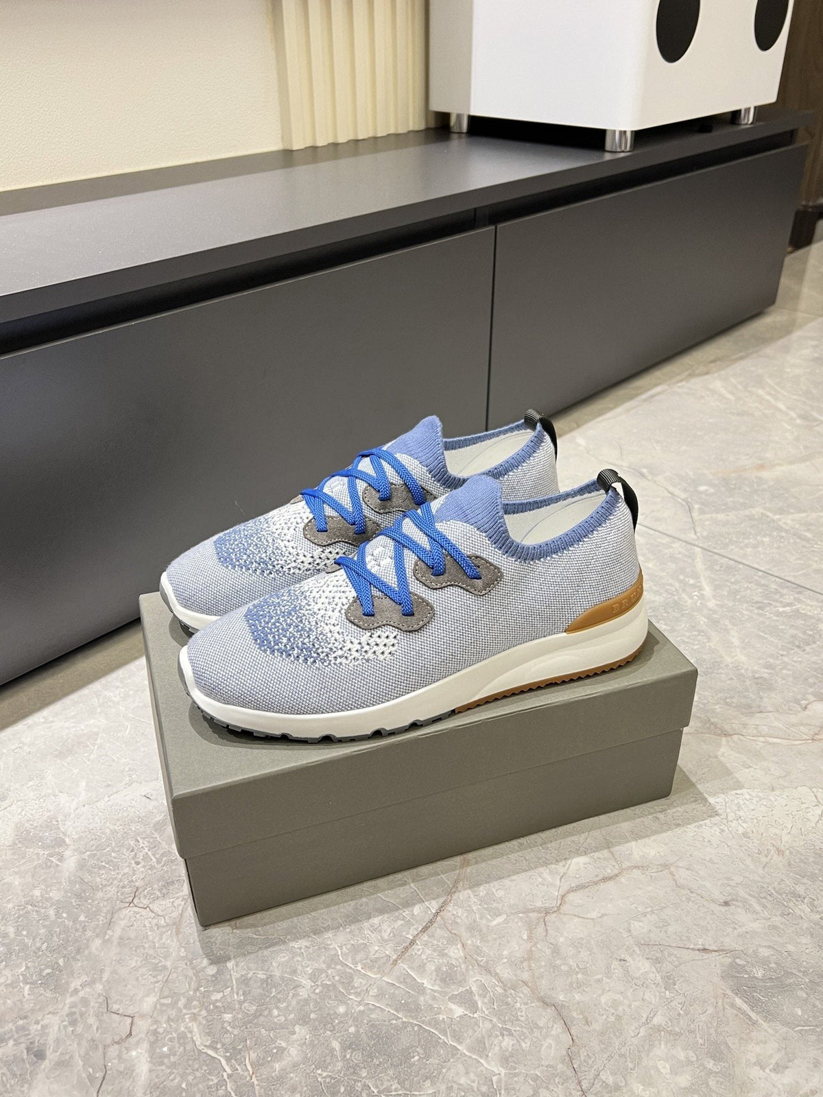 Brunello Cucinelli Color-Block Knit Sneakers — hero