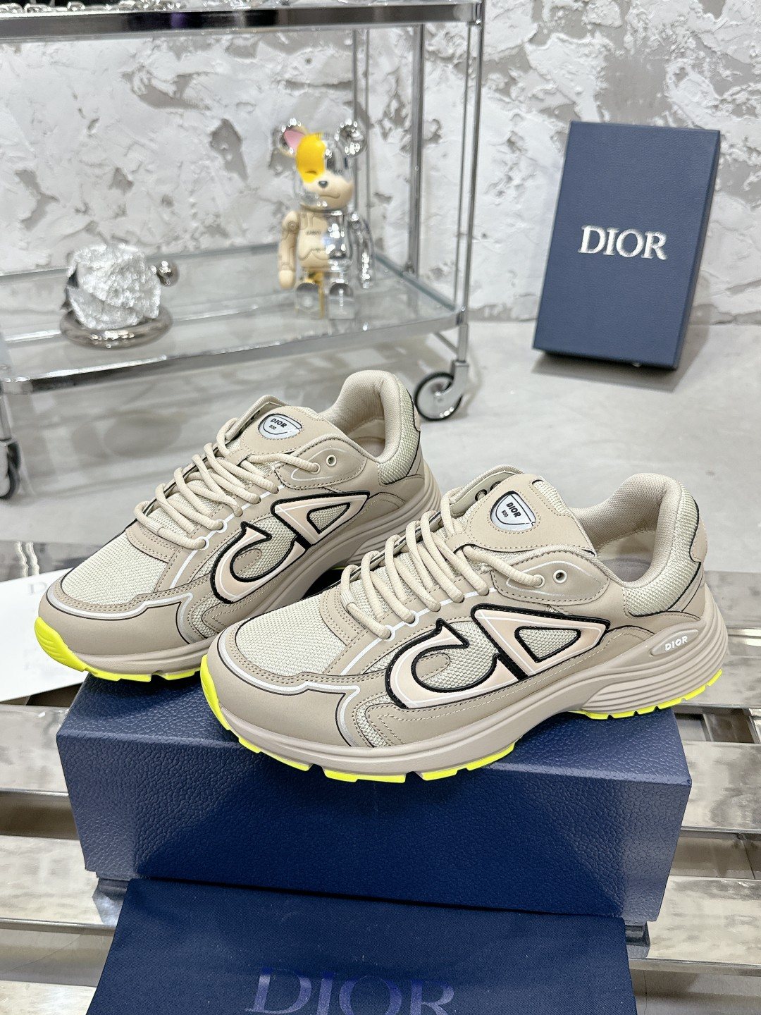 Dior Black, Gray and White Low-Top Sneakers — front