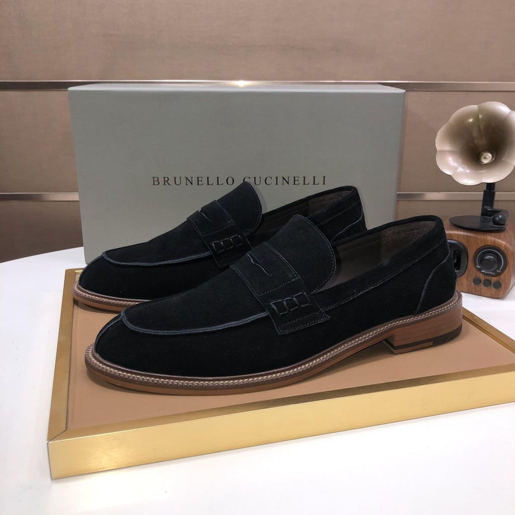 Brunello Cucinelli Suede Slip-On Loafers — front
