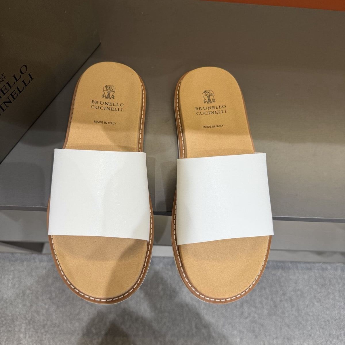 Brunello Cucinelli Men's Wide Strap Slide Sandals — front