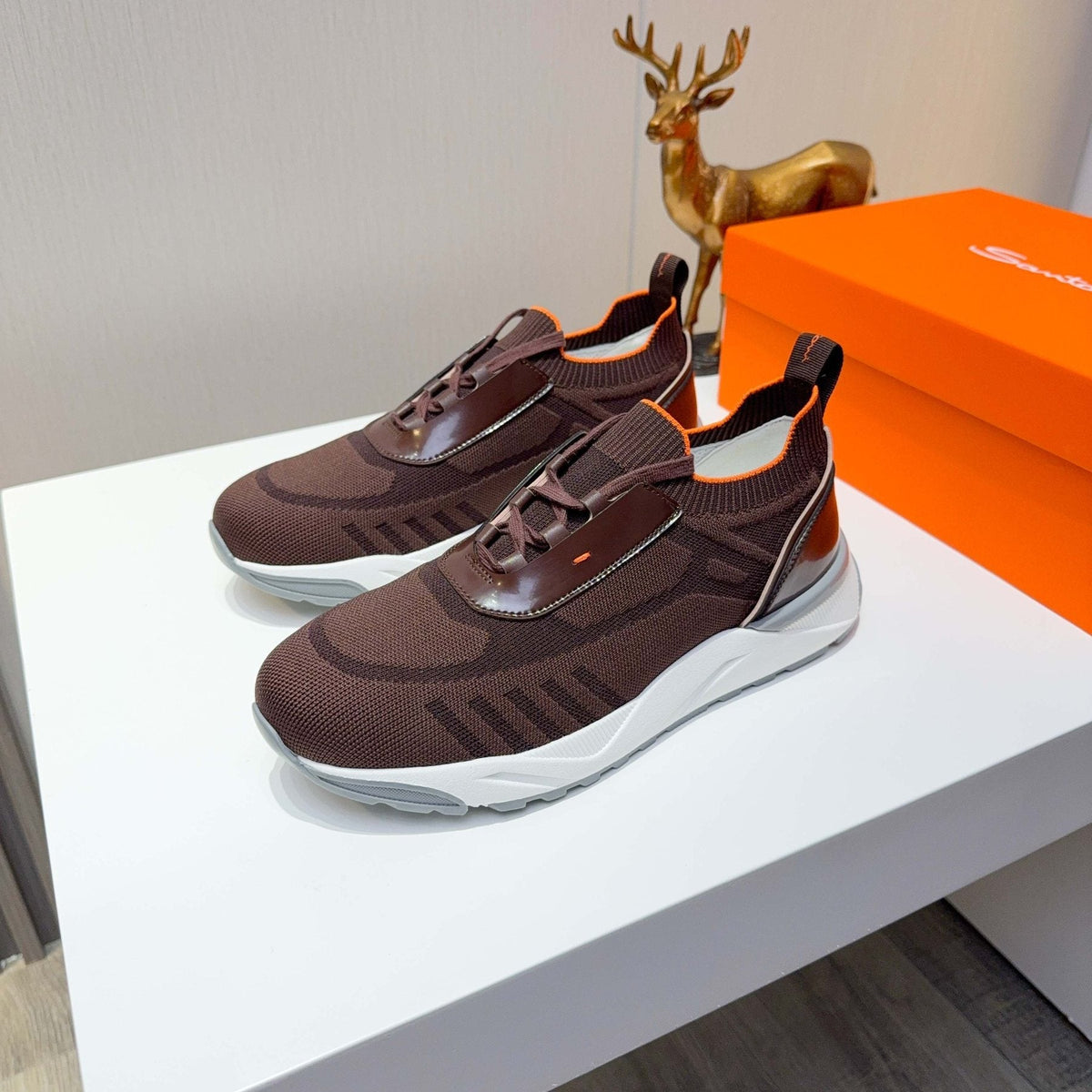 Santoni Men's Knit Lace-Up Sneakers — front