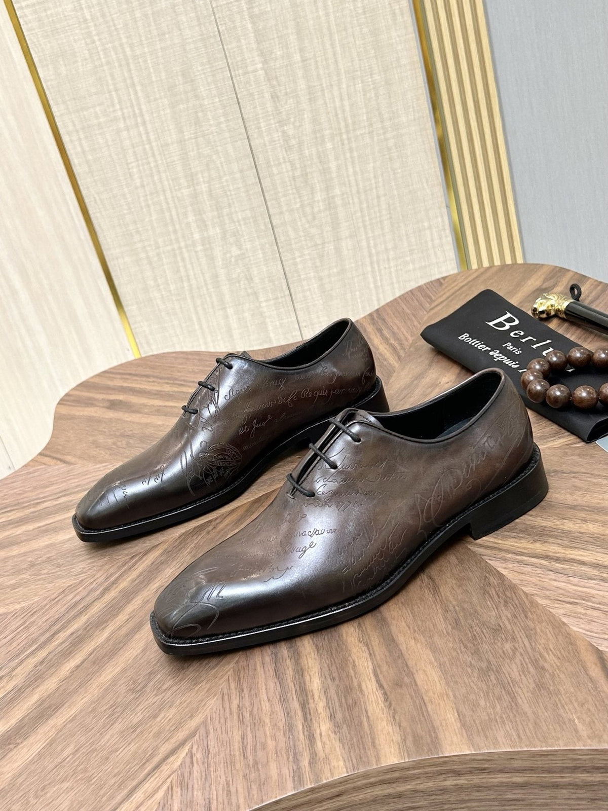 Berluti Burnished Lace-Up Dress Shoes — front