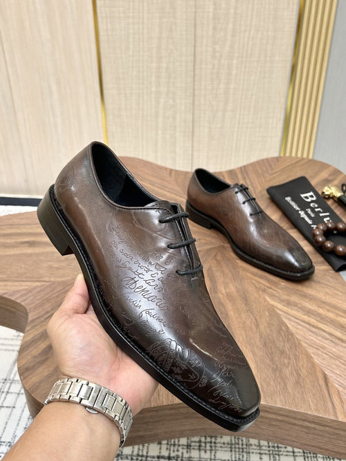 Berluti Burnished Lace-Up Dress Shoes — side