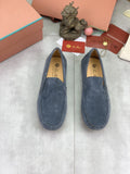 Loro Piana Blue-Gray Suede Driving Shoes — hero