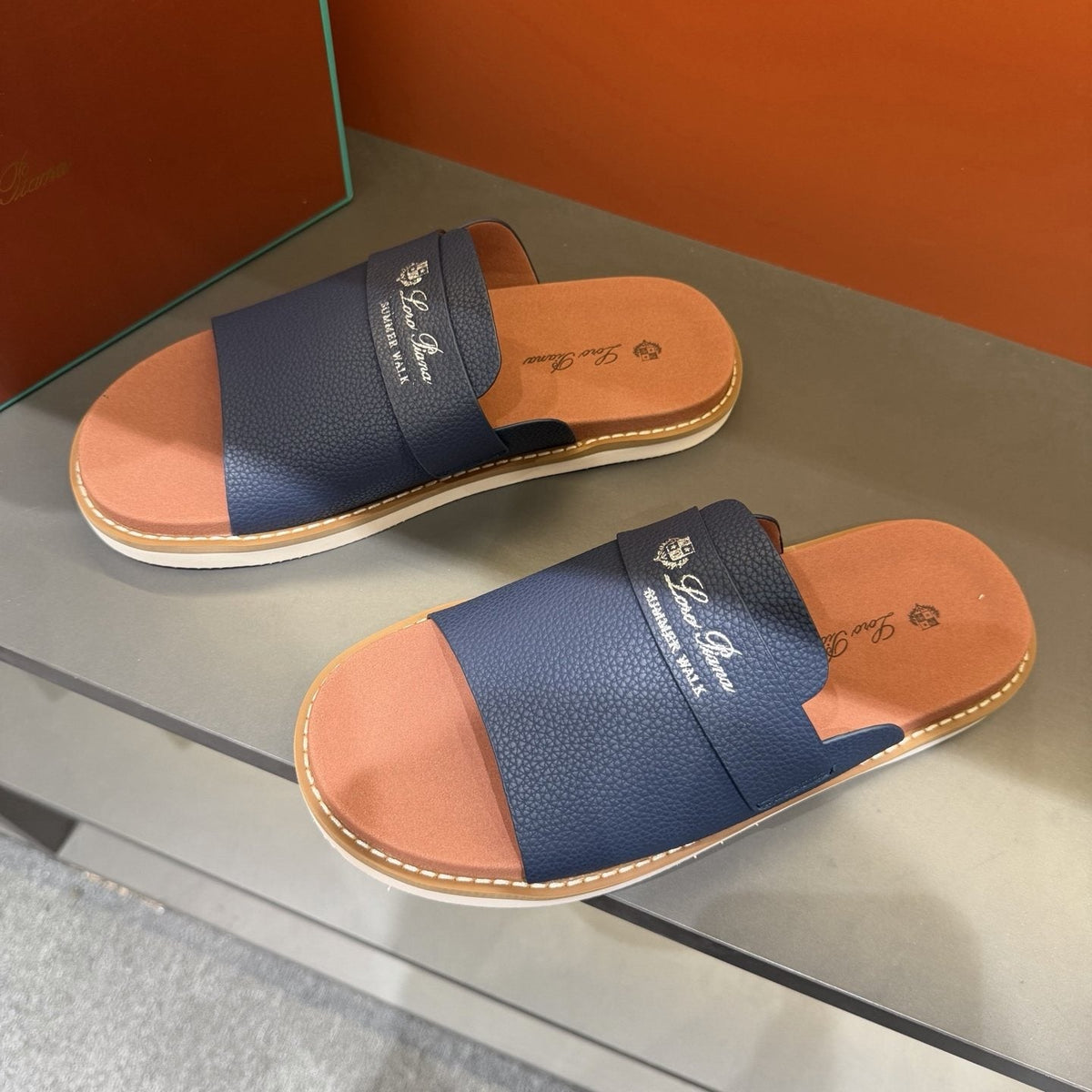 Loro Piana Summer Walk Slide Sandals — front