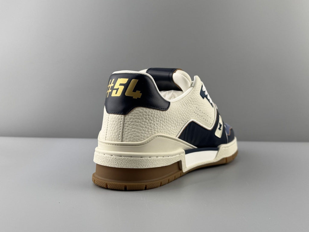 Louis Vuitton White & Navy Low-Top Sneakers — back