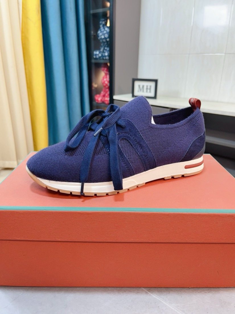 Loro Piana Knit Lace-Up Sneakers — front