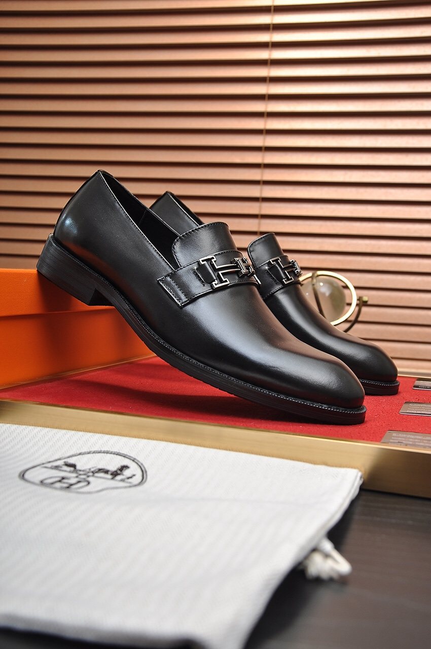 Hermès H-Hardware Leather Loafers — side