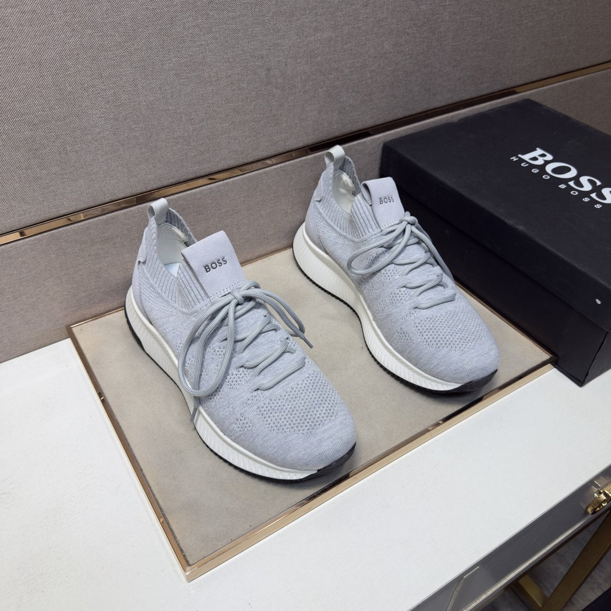 HUGO BOSS Men's Knit Lace-Up Sneakers — front