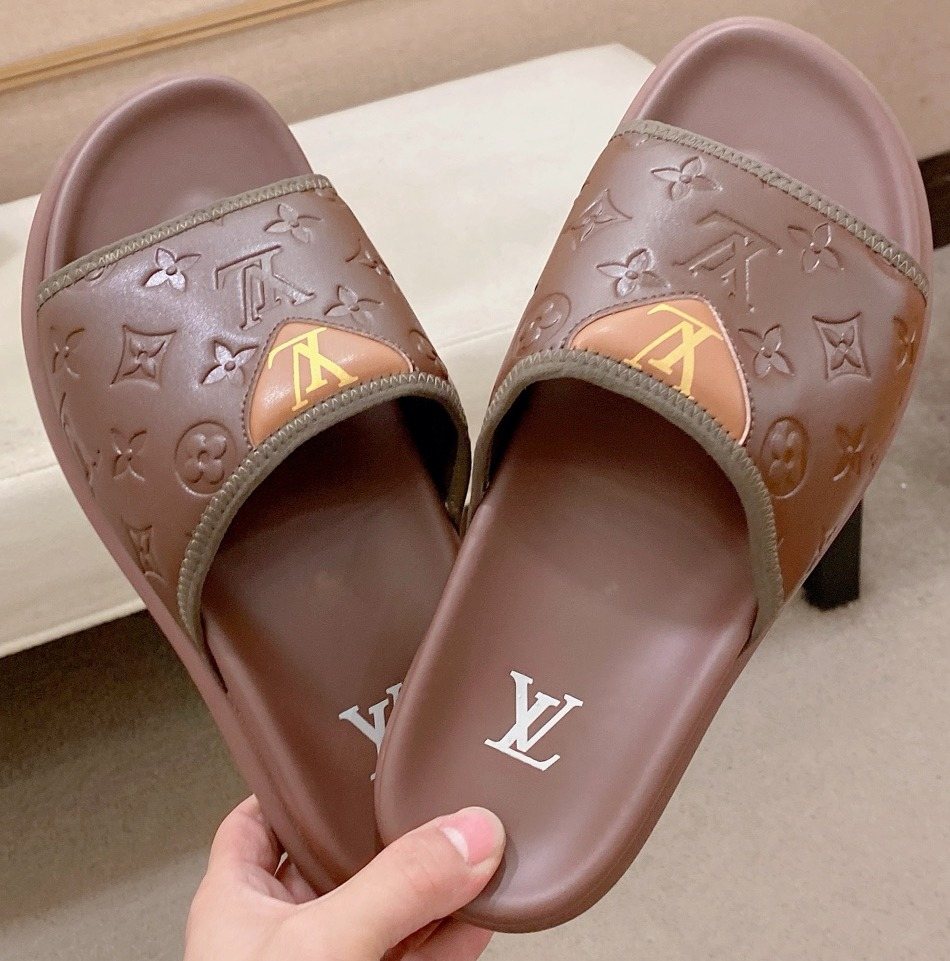 Louis Vuitton Embossed Men's Slide Sandals — front