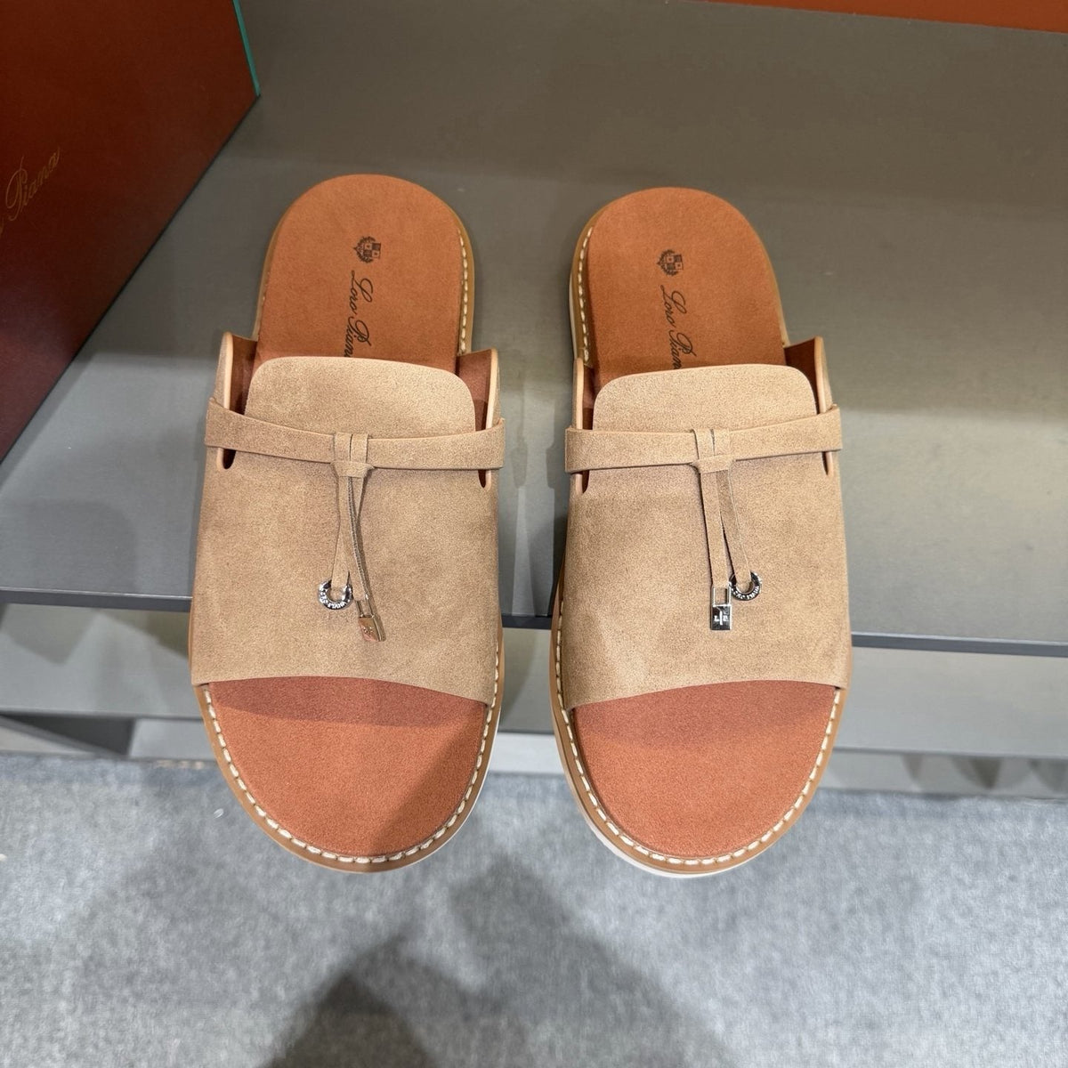 Loro Piana Leather Slide Sandals — hero