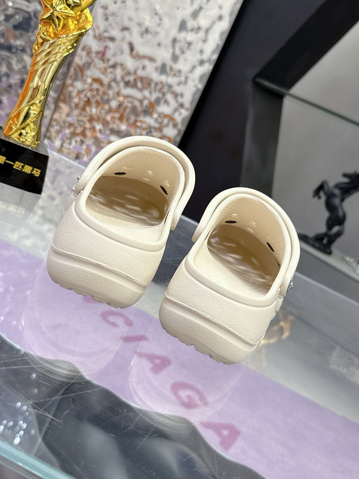 Crocs Cream Pearl Charm Platform Clogs — hero