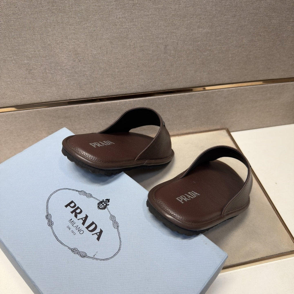 Prada Triangle Detail Slide Sandals — back