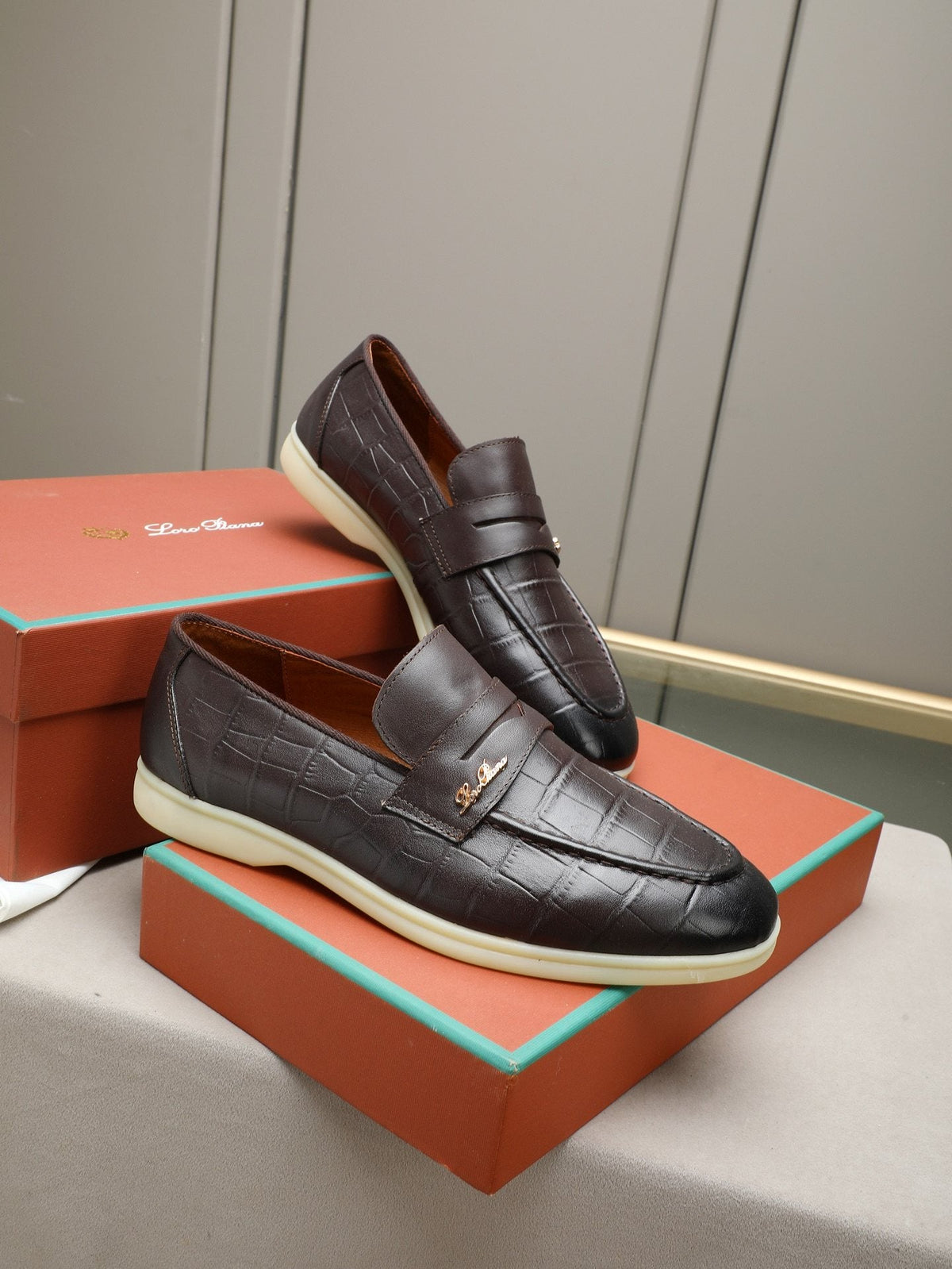 Loro Piana Crocodile-Embossed Loafers — hero