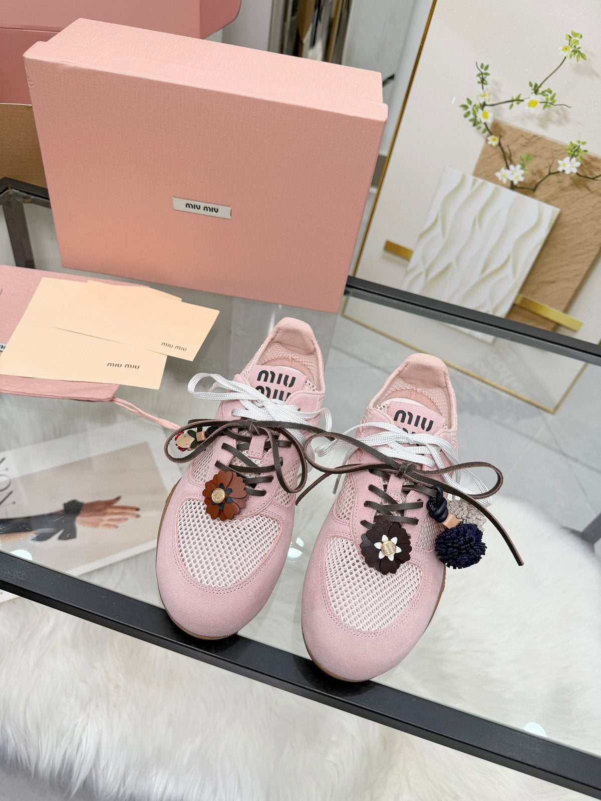 Miu Miu Floral Charm Sneakers — front