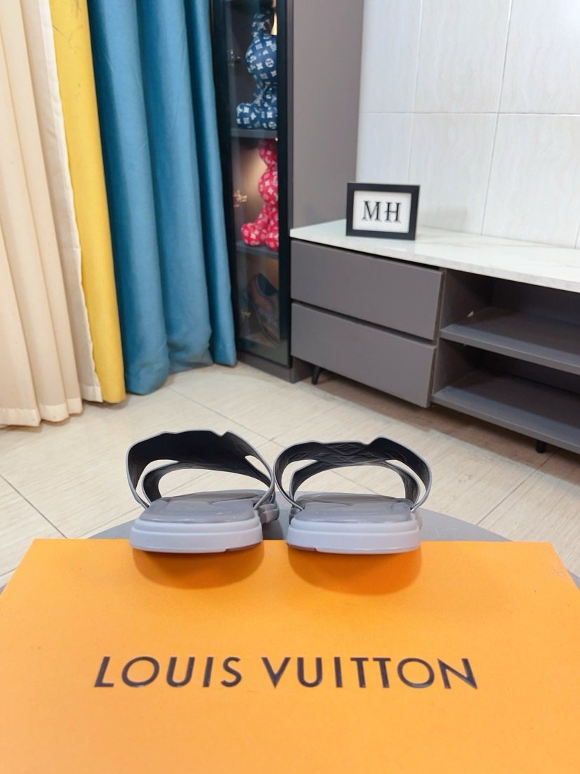 Louis Vuitton Embossed Strap Slide Sandals — front