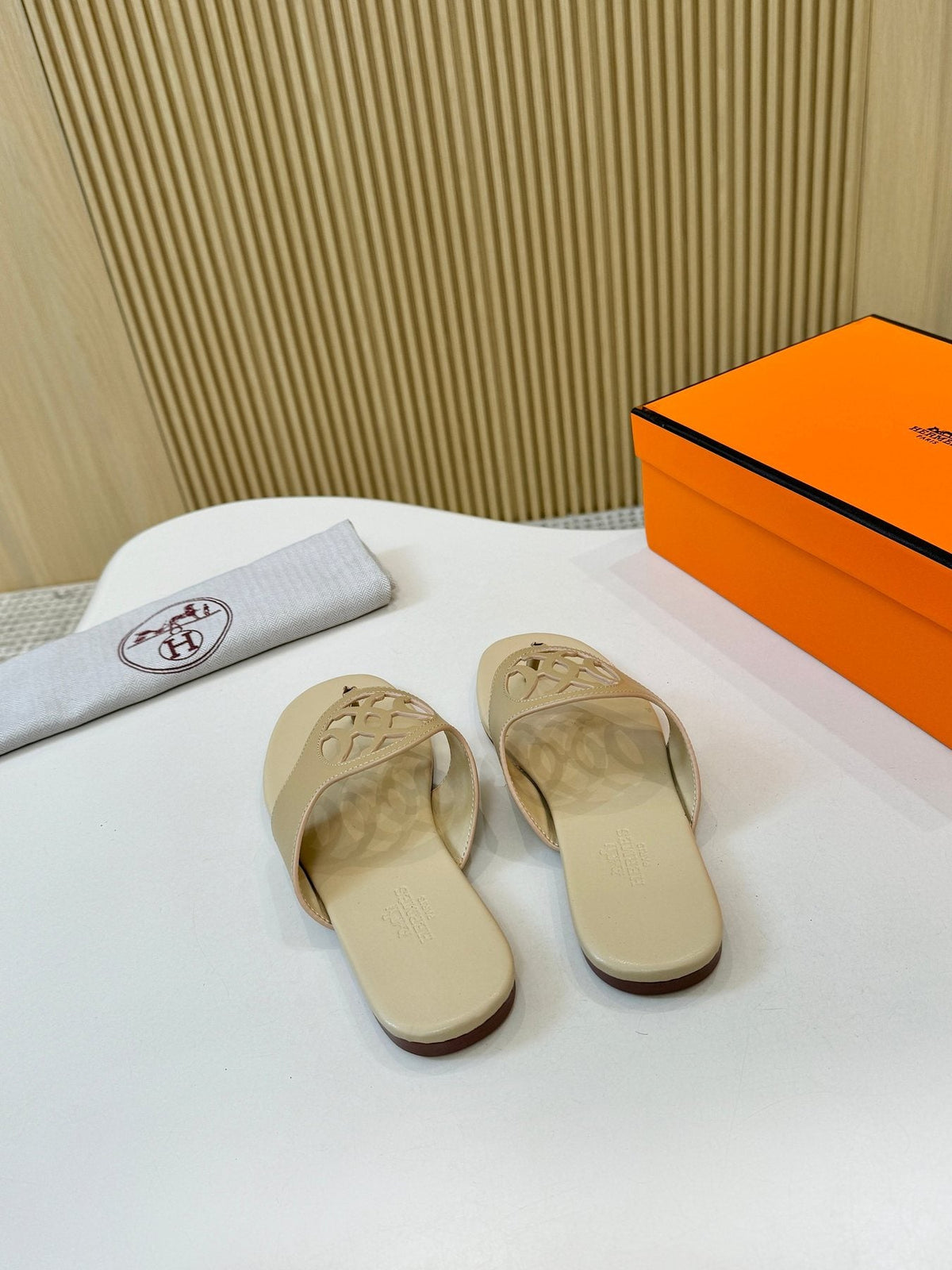 Hermès Cutout Strap Slide Sandals — front